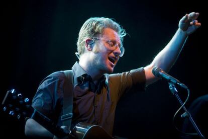 David Carab&eacute;n, durante el concierto de Mishima.