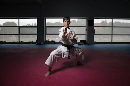 Sandra Sánchez, en la sala de karate del CAR de Madrid. 