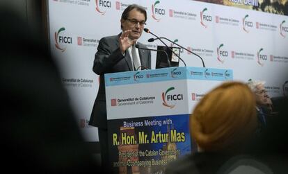 Artur Mas, presidente de la Generalitat, en un momento de un acto de este mediodía en La India