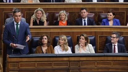 Pedro Sánchez, durante su intervención este miércoles en el Congreso.