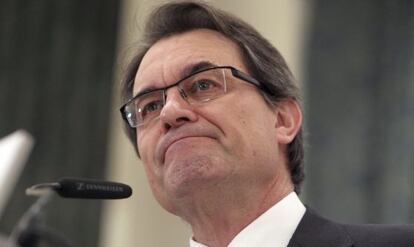 El presidente de Cataluña, Artur Mas, en un momento de una conferencia la semana pasada en Madrid.