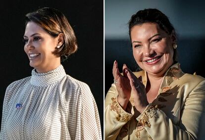  Michelle Bolsonaro y  Rosângela da Silva durante actos públicos en Brasil 