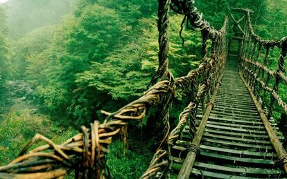 Puente sobre el río Iya, en la isla Shikoku. Este valle es conocido como 'el paraíso perdido' de Japón.