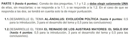 Pregunta de un examen de Selectividad de 2024 en Murcia.
