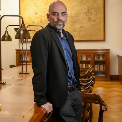 Roberto Saviano in visita alla redazione del Corriere della Sera di Via Solferino - Milano, 30 Aprile 2025 
(Foto Claudio Furlan/Lapresse) 

