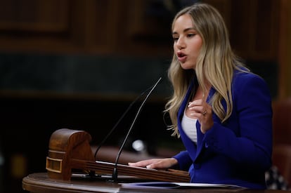 La exdiputada del PP Noelia Núñez, en un momento de su intervención el 11 de junio de 2024.