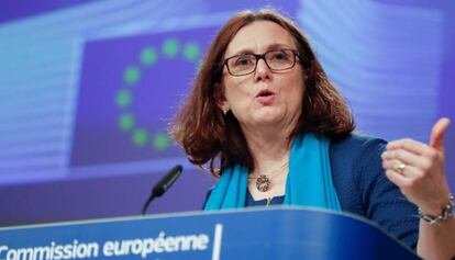 La comisaria europea de Comercio, Cecilia Malmstrom, este lunes en Bruselas.