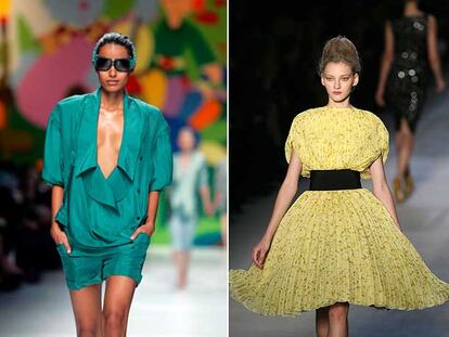 Creaciones de Stella McCartney y Giambattista Valli, vistos ayer en París.