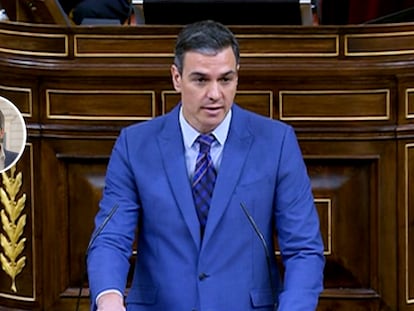 Pedro Sánchez intervenía el jueves en el Congreso. A la izquierda, el cronista político Carlos E. Cué.