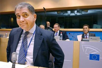 El comisario futuro de Justicia y Libertad, Rocco Buttiglione, durante su presentación en el Europarlamento.