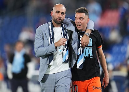 Claudio Giráldez junto a Iago Aspas el pasado sábado.
