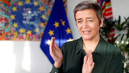 Margrethe Vestager, la Comisaria Europea de Competencia, en su despacho de Bruselas.