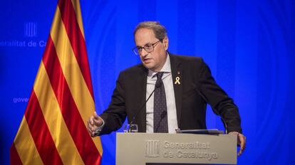 Comparecencia de Quim Torra, presidente de la Generalitat de Cataluña, para hacer el balance del primer año de Gobierno. 