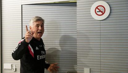 El entrenador del Real Madrid, Carlo Ancelotti, el viernes en Valdebebas.