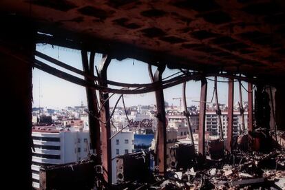 The view from inside the building several days after the blaze.
