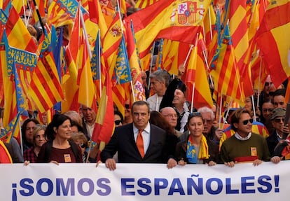 Manifestación de este sábado en el centro de Valencia.