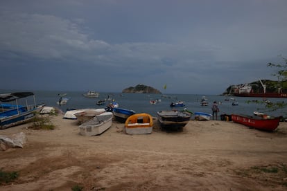 Aspecto del puerto de Santa Marta en el Mar Caribe en el departamento de Magdalena, Colombia