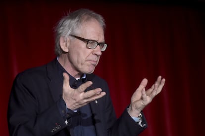 El caricaturista sueco Lars Vilks, durante un encuentro sobre libertad de expresión en Helsinki en 2015.