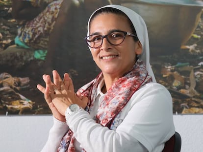 La misionera Janeth Aguirre, en la sede de Manos Unidas en Madrid.