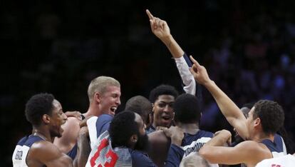 Los jugadores estadounidenses celebran la victoria del Mundial.