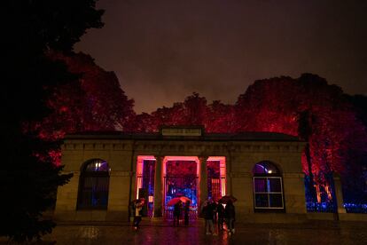 Entrada del Jardin Botanico iluminado en el festival LuzMadrid.