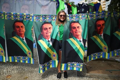 Una simpatizante de Bolsonaro durante la movilización de este martes, en Río de Janeiro.