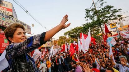 Dilma durante ato de campanha em Minas Gerais.