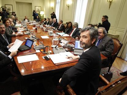 El pleno del Consejo General del Poder Judicial presidido por su presidente, Carlos Lesmes, en 2014.