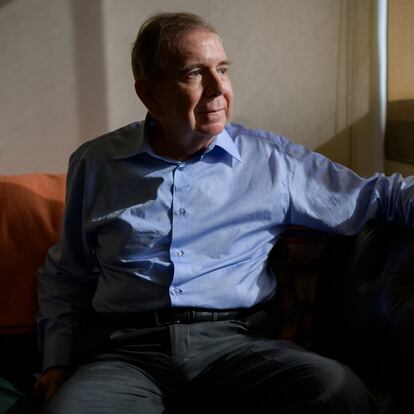 Edmundo Gonzalez, Venezuela's opposition candidate, during an interview at his home in Caracas, Venezuela, on Wednesday, May 15, 2024. Polls show that President Nicolas Maduro is trailing far behind opposition candidate Edmundo Gonzalez ahead of Venezuela's July 28 vote. Photographer: Gaby Oraa/Bloomberg