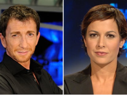 De izquierda a derecha, Pablo Motos (Cuatro), Mara Torres (TVE) y Jesús Vázquez (Telecinco).