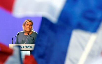 Marine Le Pen da un discurso durante un acto de campa&ntilde;a. 
 Jean-Paul Pelissier
 
 