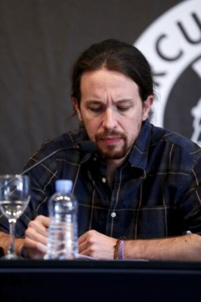 Pablo Iglesias en una rueda de prensa.