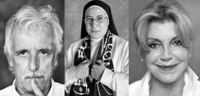 Kiko Veneno, sor Lucía Caram y la baronesa Thyssen.