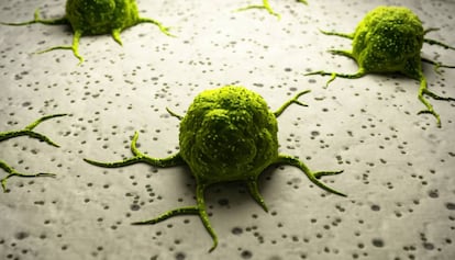 Ilustración informática de células cancerígenas