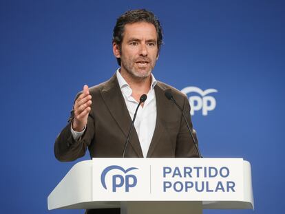 El portavoz del PP, Borja Sémper, tras la reunión del Comité de Dirección del partido, este martes.