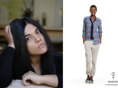 Kavita Parmar y (a la izquierda) un modelo de IOU Poject.