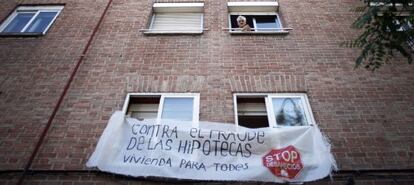 Protesta durante un desahucio en Madrid.