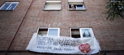 Protesta durante un desahucio en Madrid.