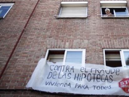 Protesta durante un desahucio en Madrid.