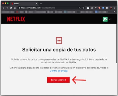 Solicitar la descarga de nuestros datos a Netflix.