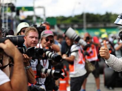 Nico Rosberg tras conseguir la pole en el GP de Alemania.