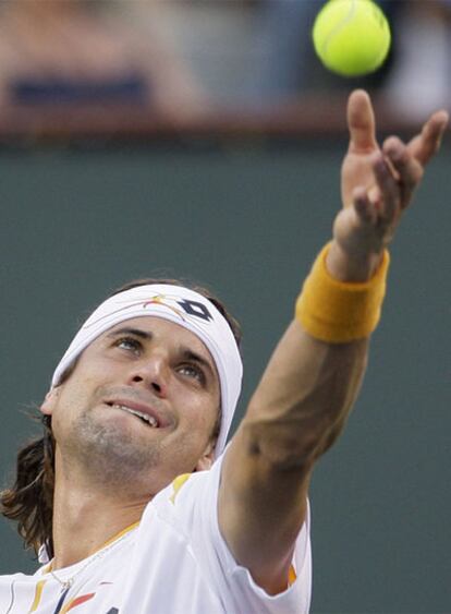 El tenista David Ferrer, durante su partido de octavos en Indian Wells.