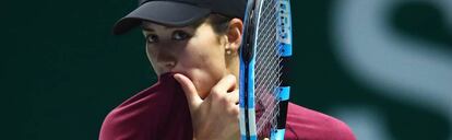 Muguruza, durante una sesión de entrenamiento en Singapur.