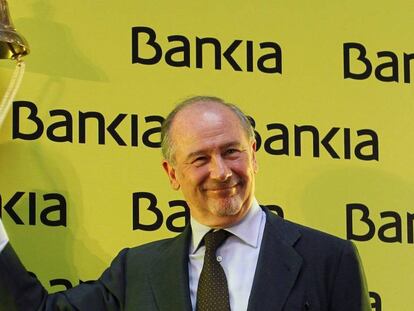 El expresidente de Bankia, Rodrigo Rato, en 2011 en la salida a bolsa de la entidad.