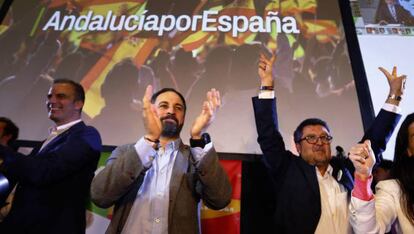 Santiago Abascal y Francisco Serrano, tras las elecciones andaluzas.