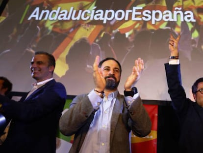 Santiago Abascal y Francisco Serrano, tras las elecciones andaluzas. 