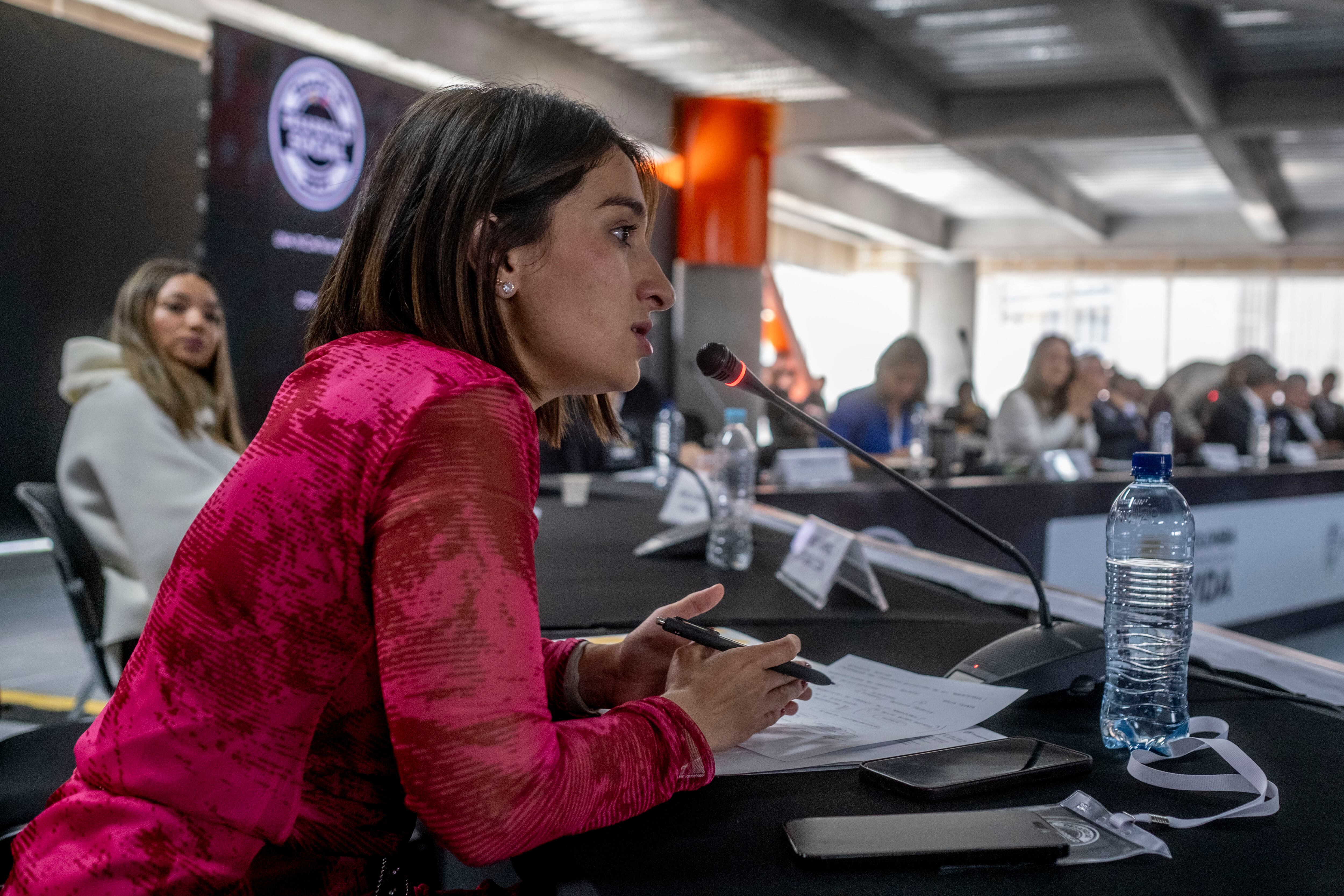 Laura Sarabia, durante un foro de Prisa Media, en Bogotá, el 12 de diciembre de 2023.