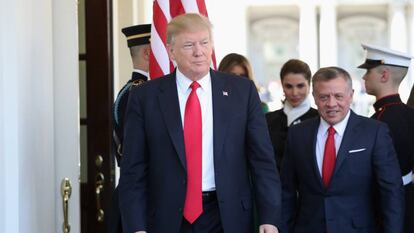 Donald Trump, na quarta-feira, na Casa Branca junto ao Rei da Jordânia.