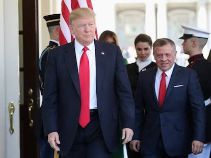 Donald Trump, este miércoles, en la Casa Blanca junto al Rey de Jordania.