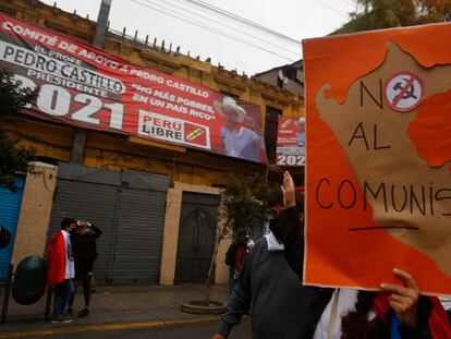 Manifestação contra Pedro Castillo, no sábado, nas ruas de Lima.
